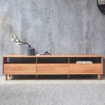 Nine-door TV cabinet Nordic solid wood locker Beech wood with pumping cabinet living room modern simple TV cabinet furniture