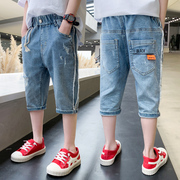 Chàng trai mùa hè lỏng denim giữa quần 2020 mới mùa hè váy cậu bé lớn Hàn Quốc phiên bản của quần không khí bảy điểm quần trẻ em.