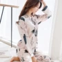 2019 đồ ngủ lụa mới cho nữ mùa hè băng lụa dài tay mùa xuân và mùa thu mỏng phần lớn kích thước bình thường phục vụ nhà phù hợp với hai mảnh - Giống cái bộ pijama lụa
