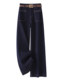 Dark blue wide leg jeans for women autumn 2025 new autumn retro trousers high waist loose slimming straight pants