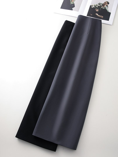Gray suit skirt for women 2025 new autumn high-waisted A-line hip skirt drapey mid-length straight skirt