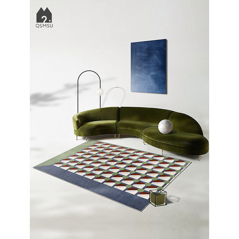 (Qingshan Meijuku) Original design Nordic medieval carpet geometric living room light extravagant tea table cushion bedroom INS Wind