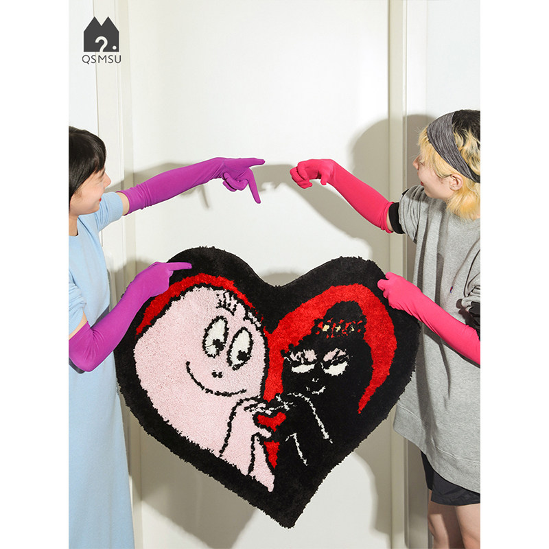 cemee green berries X Baba Dad working with small carpet ground mat Absorbent Adolescent Heart-shaped Bedroom Rental House INS