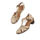 ການຄ້າຕ່າງປະເທດຕົ້ນສະບັບດຽວ Baotou Roman sandals ເກີບສົ້ນສູງ heel ຫນາຂອງແມ່ຍິງໄດ້ຕະຫຼອດ toe retro ສະດວກສະບາຍຂອງແທ້ cowhide ແມ່ເກີບ summer
