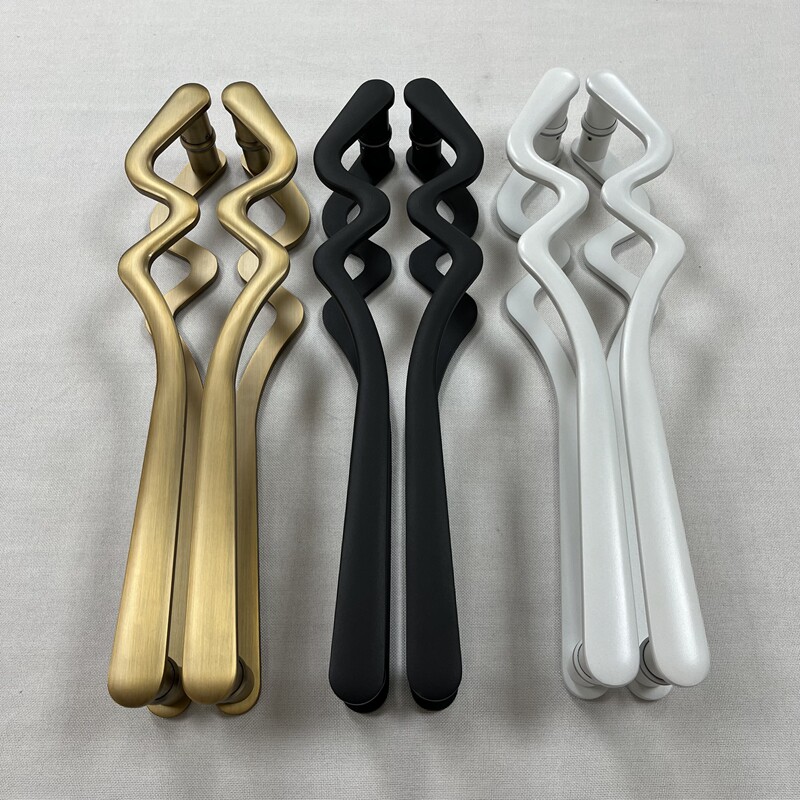 Door handheld Chinese glass door handle hotel stainless steel handrail custom wooden door black push and pull door