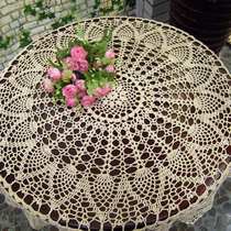 Round Cotton Hand Crochet Hollow Out Tablecloth Wedding Dini