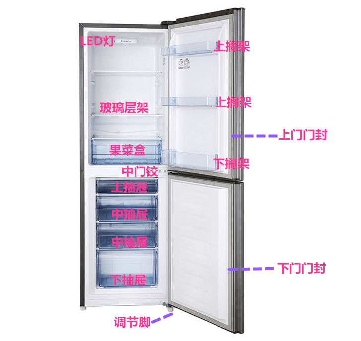 Suitable Acoustic Fridge BCD-206D12D Refrigerator Drawer Layer Frame Fruit Vegetable Box Door Seal Lamp and other accessories