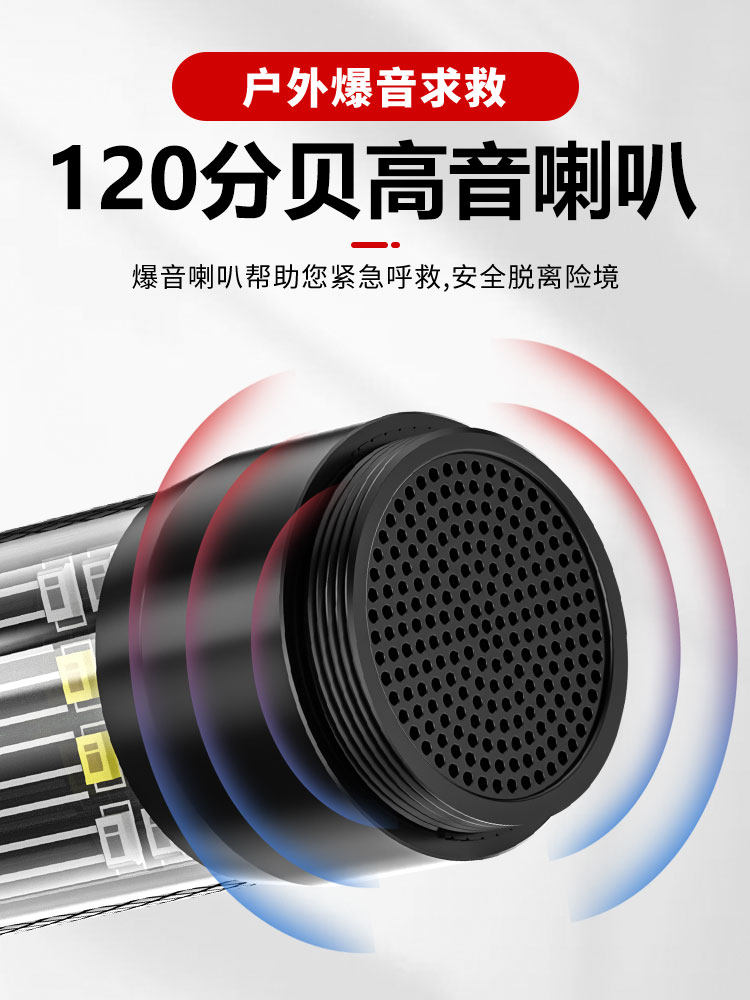 Solar-Powered Four-In-One Flashlight, Car Emergency Light, Multifunctional Car Safety Hammer, Anti-Wolf Tool for Women, Window-Breaking Tool