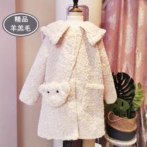Childrens clothing 2021 autumn winter clothing jacket girl winter clothing lamb wool mesh red jacket children foreign pistachio fur integrated coat