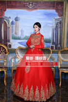 2017 New Muslim Hui long sleeve strap Red Rose Red Rose Wedding Dress