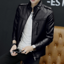 Leather mens jacket 2020 new stand collar leather jacket locomotive clothing slim Korean version of handsome pilot leather jacket