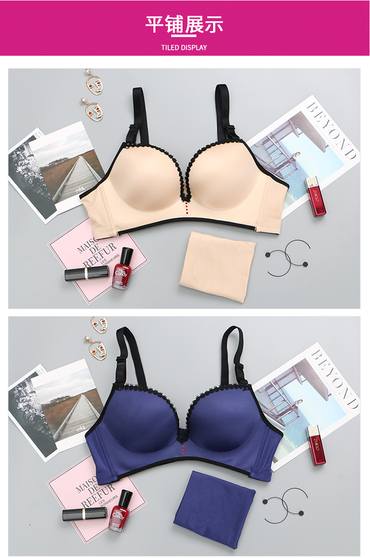 Bộ đồ lót tập hợp áo ngực dày 6cm ngực nhỏ phẳng ngực không dấu vết không có vòng thép một chiếc áo ngực nữ gợi cảm áo lót đẹp
