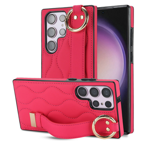Pink — New Quilted Leather Hand Band Strap Kickstand Function S23, S23 Plus, S23 Ultra, S22, S22 Plus, S22 Ultra, Note 20