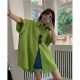 Fat sister design niche short-sleeved shirt for women summer 2024 new loose large size polo collar shirt jacket