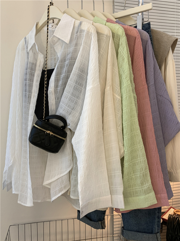 Fat Sister Summer 2026 New Semi-Sheer Sun Protection Shirt Women's Loose Cardigan Long-Sleeved Air-Conditioning Jacket Thin Top