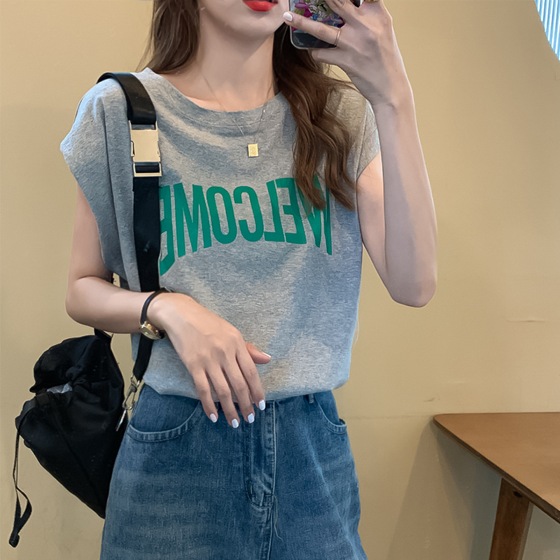 Plus-Size Pure Cotton Short-Sleeve Sleeveless T-Shirt for Women, Summer 2026 New Style, Loose Vest, Outerwear, Trendy Top