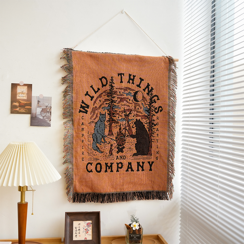 American-Style Cotton Woven Tapestry for Guesthouse Background Wall Hanging, Sofa Cabinet Cover, Room Wall Decoration Background Cloth