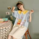 Bộ đồ ngủ nữ cotton tinh khiết phong cách công chúa mùa hè ngắn tay phong cách hàn quốc dễ thương đồ ngủ mặc nhà nữ có thể mặc rộng rãi học sinh - Đêm đầm