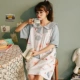 Bộ đồ ngủ nữ cotton tinh khiết phong cách công chúa mùa hè ngắn tay phong cách hàn quốc dễ thương đồ ngủ mặc nhà nữ có thể mặc rộng rãi học sinh - Đêm đầm