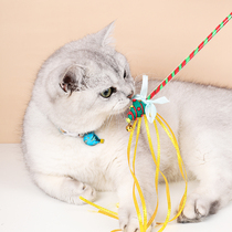 Adorable living beings fairy cat teasing stick bite-resistant Christmas cat toys self-hitting bell long pole set cat supplies