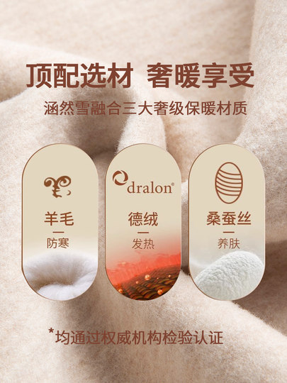 High-Waisted Wool Silk Thermal Pants for Women, Seamless Self-Heating Cashmere Leggings, Fleece-Lined Winter Base Layer Pants