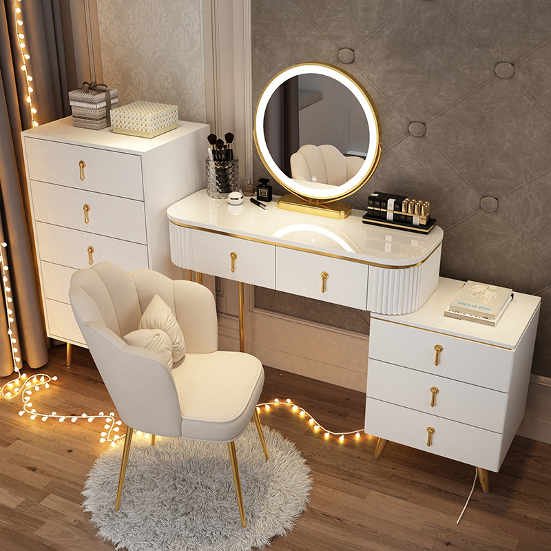 Light luxury dressing table bedroom modern minimalist net red ins wind dressing table Nordic storage cabinet one size apartment