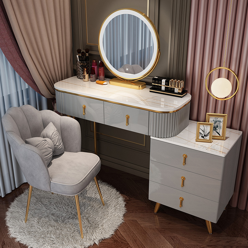 Light Extravagant Makeup Desk Bedroom Modern Minimalist Makeup Bench Solid Wood Nets Red Ins Wind Makeup Table Containing Cabinet Upscale