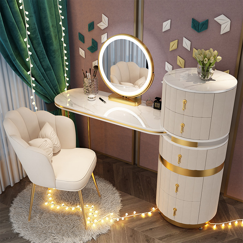 Bedroom Italian light luxury dressing table net red ins style storage cabinet integrated small apartment makeup table rock plate simple