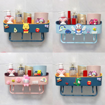 Creative Punch-Free Bathroom Toilet Cartoon Shelve Towel Containing Rack Dorm Plastic Wall Hanging Container
