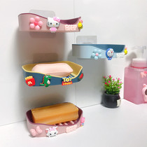 Soap Box Creative Personality Cute Children Cartoon Wall-mounted Free draining toilet sucker soap shelve