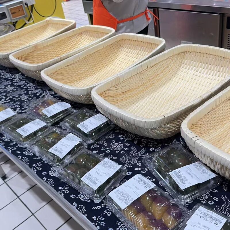 Freshly Woven Wicker Baskets, Rectangular Duck Neck Baskets, Baskets for Dried Fruit, Braised Vegetables, Rattan Storage Baskets, Round Wicker Baskets