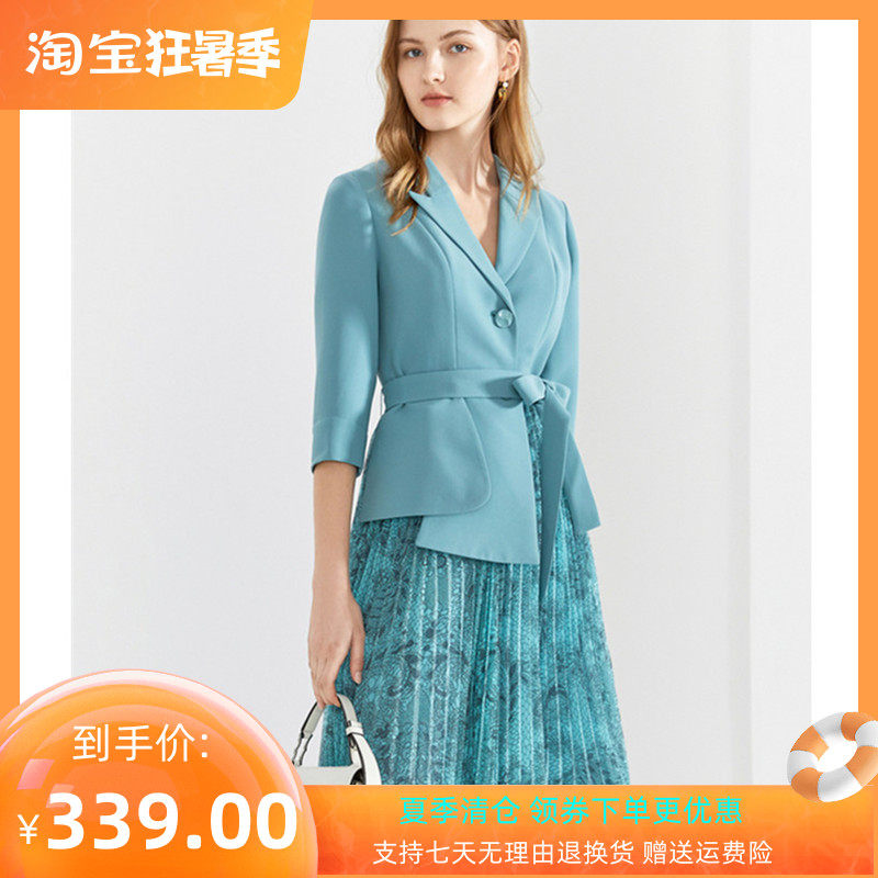 2020 Fall new sound sons and daughters Fashion 70% sleeves Suits Collar Splicing 100 Plexant Dress 8C50305160