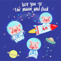 Space Pig Embroidered Cloth with Longxiang Pack Bag Handbag Handbill Clothes DIY Trim Patch 100 Hitch A Cute Patch Sticker Self Adhesive