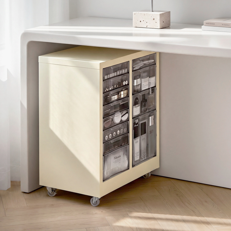 Under-Desk Storage Cabinet, Movable Multi-Layer 12-Drawer Cosmetic Storage Rack, Storage Cart, Large-Capacity Metal Cabinet Under-Desk Storage Cabinet, Movable Multi-Layer 12-Drawer Cosmetic Storage Rack, Storage Cart, Large-Capacity Metal Cabinet