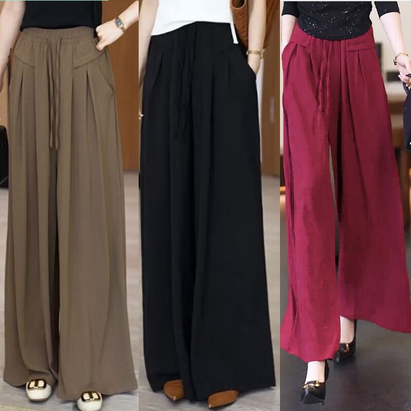 Women's Skirt Pants 2026 New Popular Summer Thin Ice Silk Wide-Leg Pants New Chinese Style Yamamoto Pants Cropped Pants