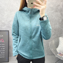 Outdoor cashmere womens clothes thick windproof warm breathable jacket hooded cardigan fleece womens plus size