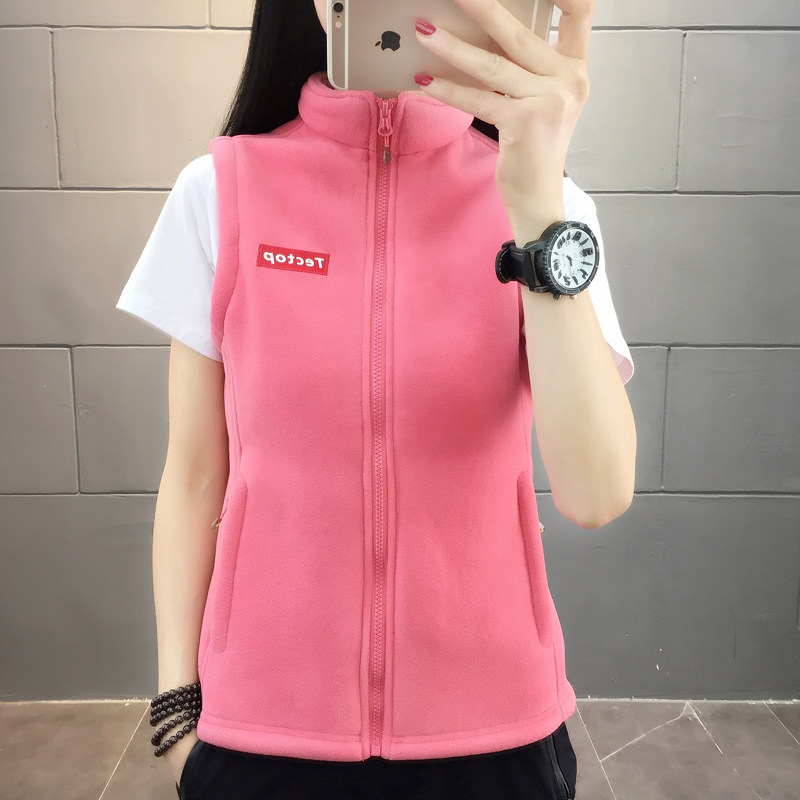 Explore outdoor fleece waistcoat Women's autumn and winter comfortable skin-friendly thickened cardigan Casual loose vest Lamb velvet jacket
