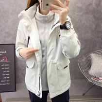 New outdoor suit womens two-piece plus velvet thickened warm mountaineering suit three-in-one waterproof and windproof coat tide