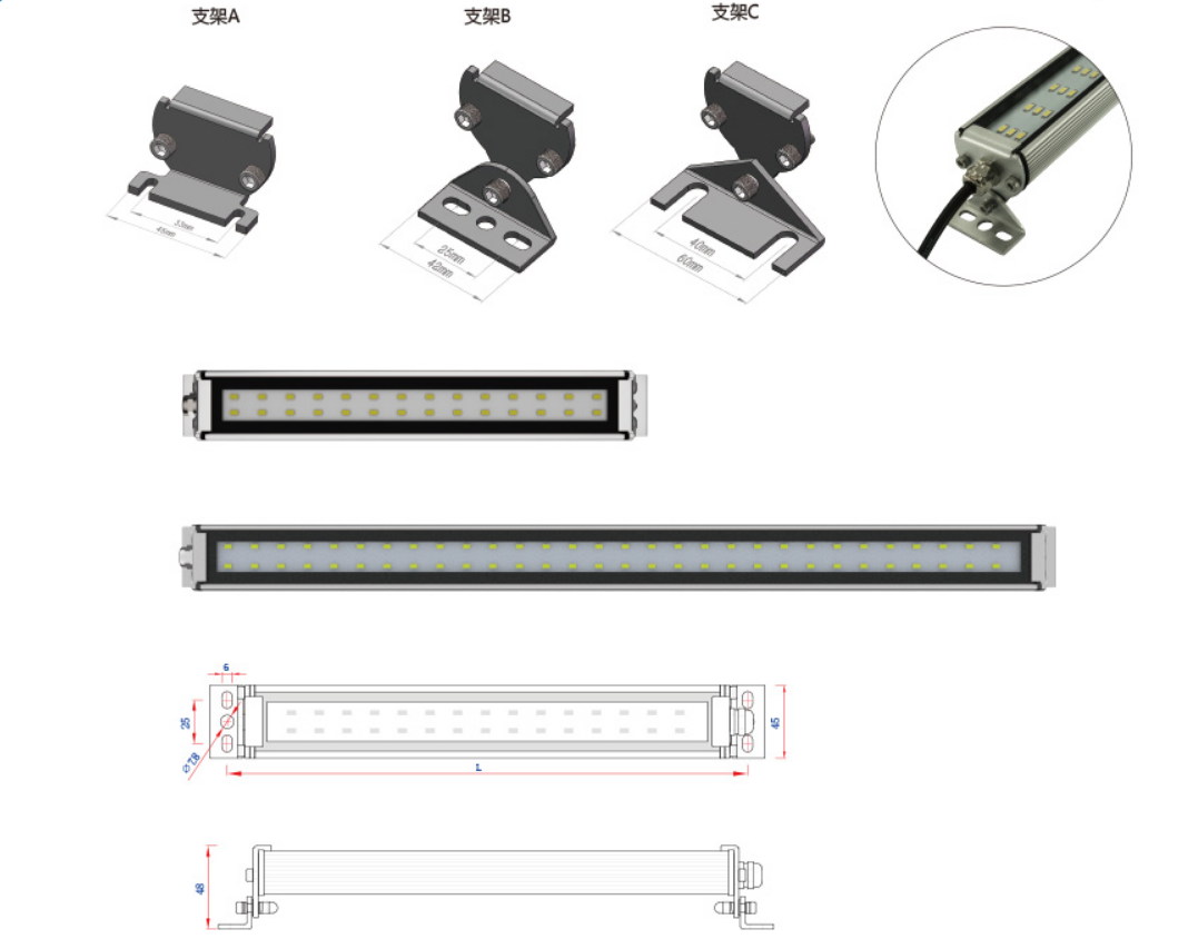 Otennlux Oden lighting tube-shaped explosion-proof LED lamp QLED3-110 machine CNC lathe working lamp 10W