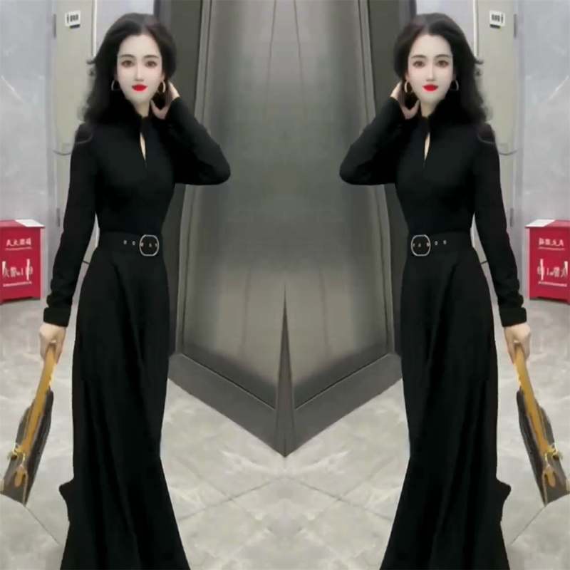 Stylish and Elegant Women's Clothing, 2025 Autumn New Collection, Stand Collar, Half-Zip, Tie-Waist, Slimming Long Dress Stylish and Elegant Women's Clothing, 2025 Autumn New Collection, Stand Collar, Half-Zip, Tie-Waist, Slimming Long Dress