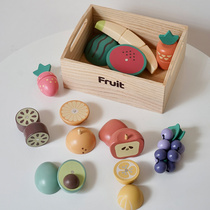 Export wooden simulation kitchen fruit toys childrens solid wood pots play house vegetable food set