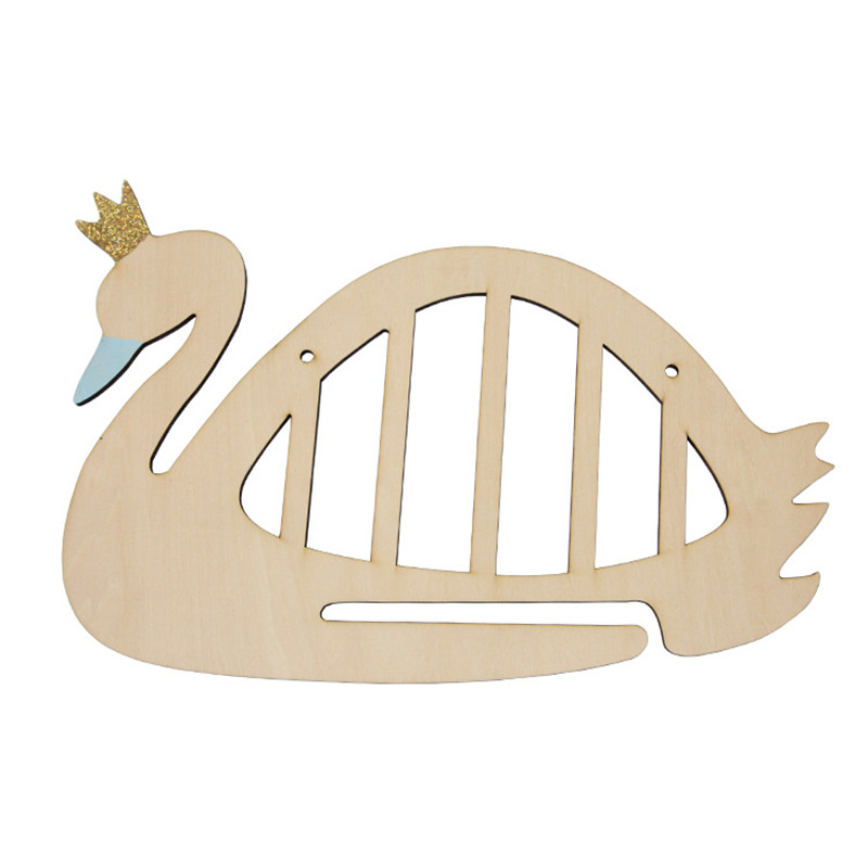 Forcina per gioielli in legno di cigno con corda ad anello per riporre decorazioni da appendere alla parete della camera dei bambini_voghion.com