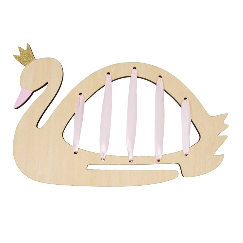 Forcina per gioielli in legno di cigno con corda ad anello per riporre decorazioni da appendere alla parete della camera dei bambini_voghion.com