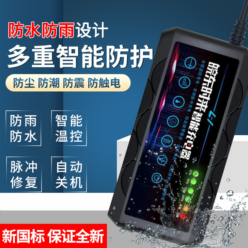 Waterproof and rainproof automatic shutdown electric car charger 48V20AH60V50AH72V Emma Yadi three-wheeled