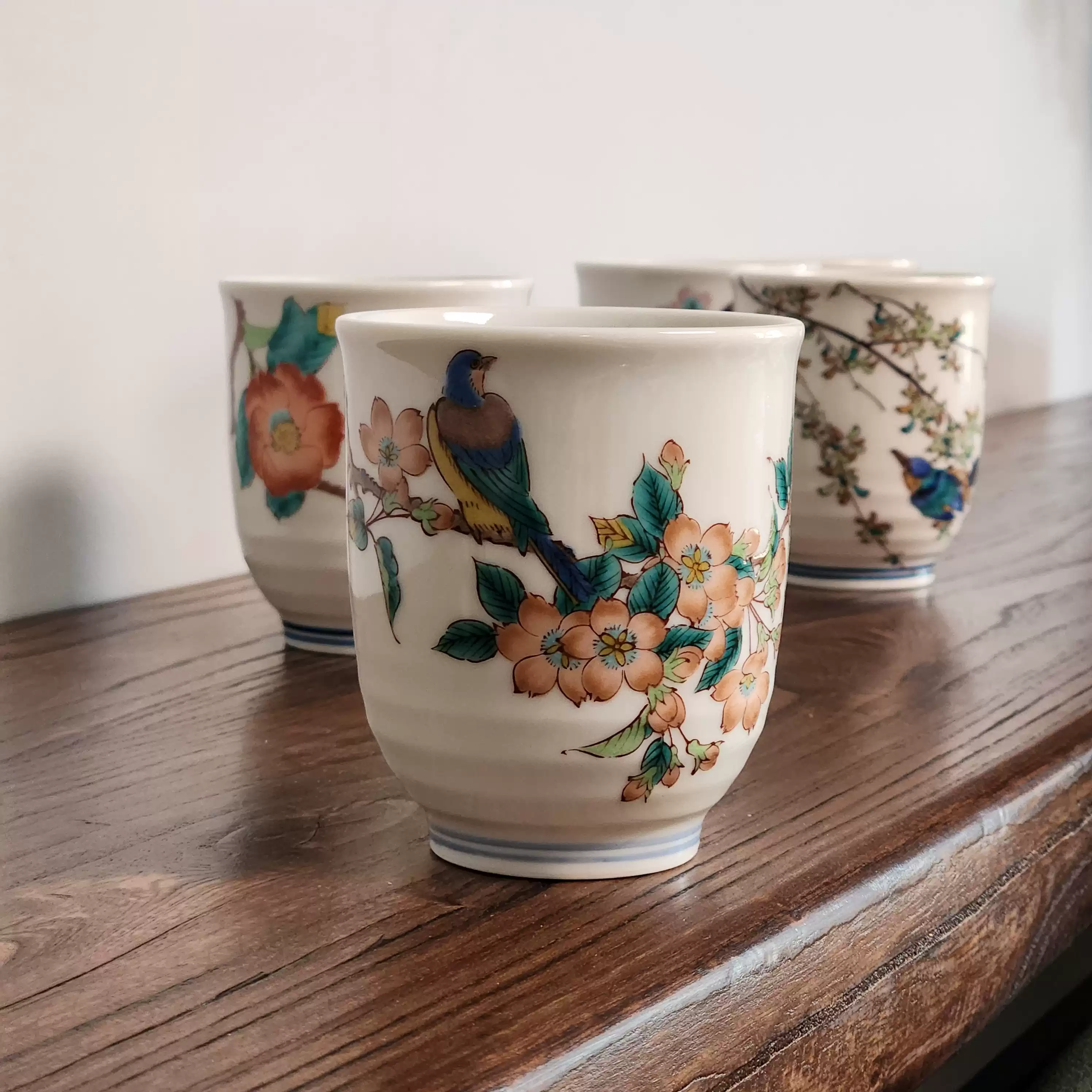 日本进口九谷烧正峰窑花鸟手握杯汤吞杯水杯茶杯（单杯)-淘宝Taobao 