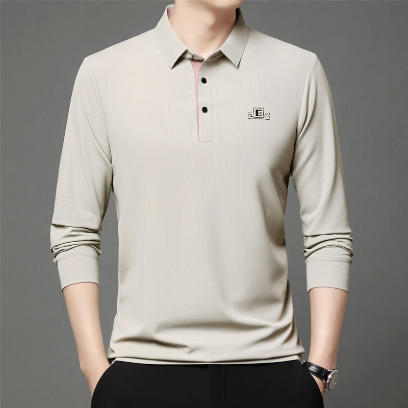 Men's Long-Sleeved T-Shirt, New Spring and Autumn Style, Lapel Solid Color Polo Shirt, Loose Fit for Dad, Large Size Top with Collar, Men's T-Shirt Men's Long-Sleeved T-Shirt, New Spring and Autumn Style, Lapel Solid Color Polo Shirt, Loose Fit for Dad, Large Size Top with Collar, Men's T-Shirt