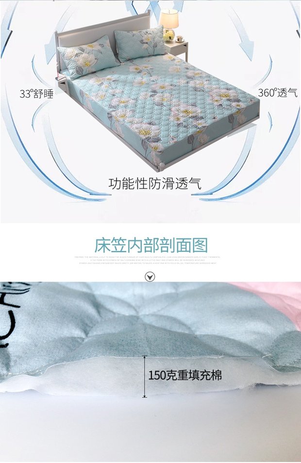 Giường một miếng bông dày chần Simmons bảo vệ bọc nệm mỏng nệm phủ bụi phủ giường 1,8m m Ga chun và ga phủ