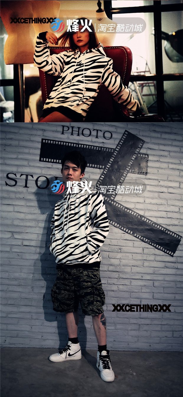 Campfire Sports XXCETHINGXX Zebra Tiger Áo len ba màu trùm đầu XX181401-1 2 3 - Thể thao lông cừu / jumper ao sweater