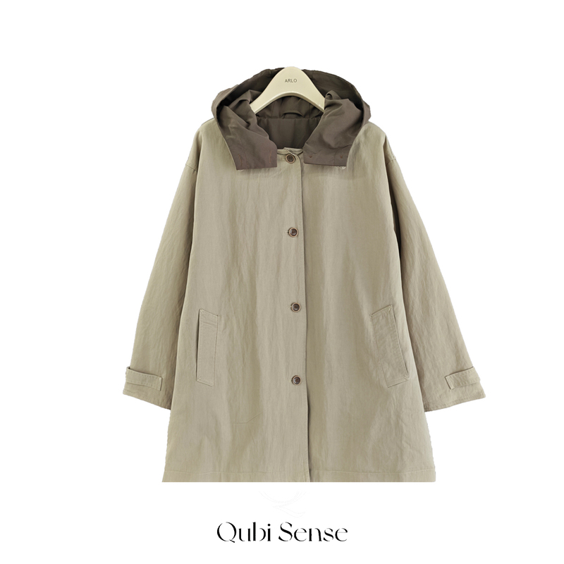 【Exclusive to Da Pan】Hooded Mid-Length Casual Trench Coat 86377