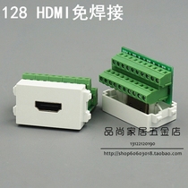 128 type HDMI HD module HDMI welding-free screw line type with switch panel and ground plug